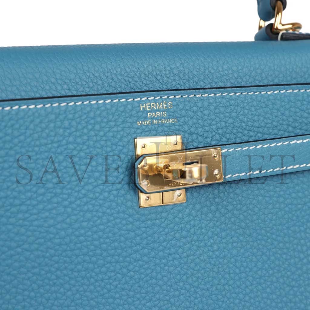 h**mes master kelly retourne 25 blue De*1m rose gold buckle (25*17*7cm)